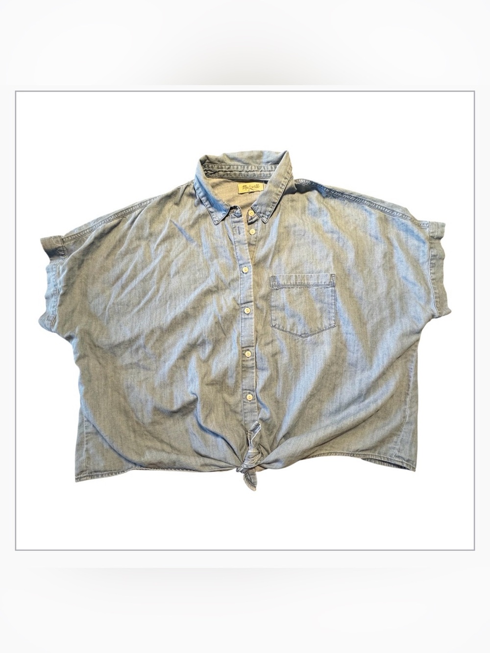 Madewell Chambray Tie Front Oversized Button Down Shirt Size XL